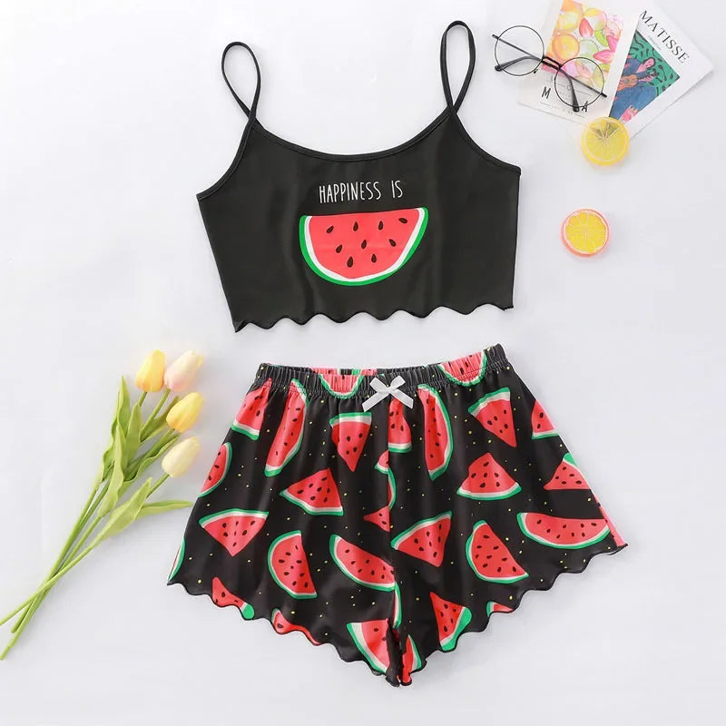 KAELAH Watermelon Lettuce Women Pajama Set Sleeveless