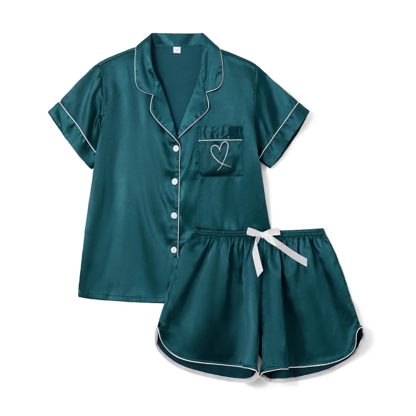 KAELAH Summer Two-Piece Satin Pajamas Set Women's Soft Sleepwear