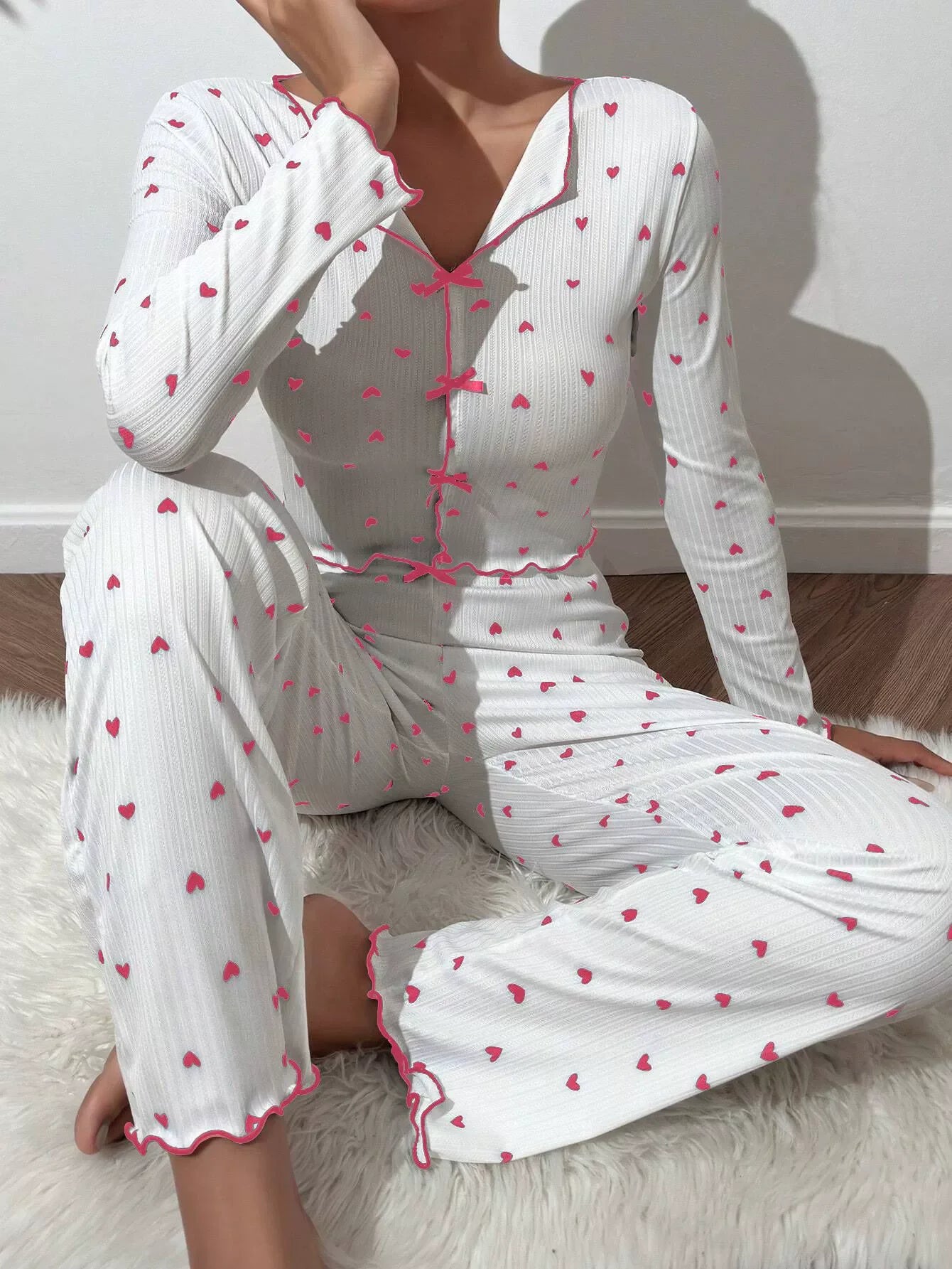 KAELAH Dots Sexy Fit Pajamas Set Home Suit Night Wear Sleepwear