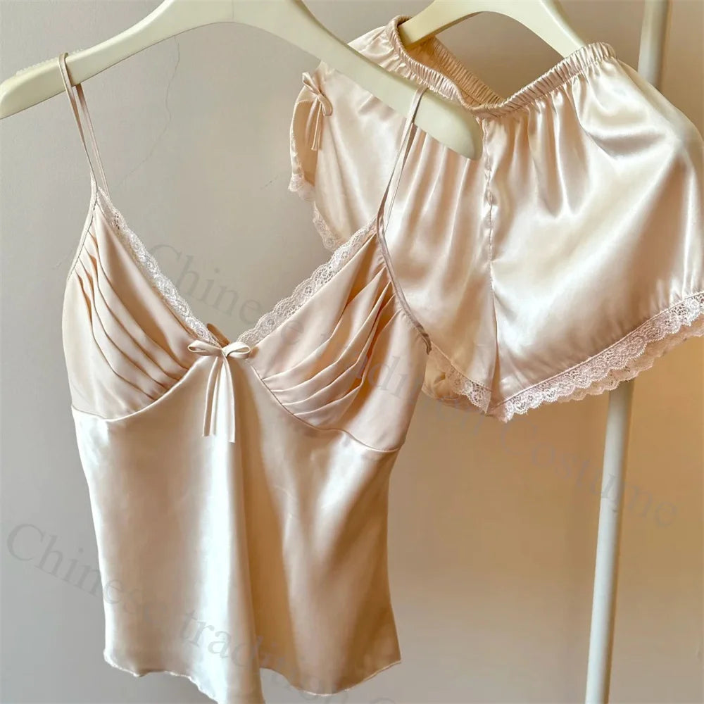 KAELAH New Cami Top&shorts Sexy Lace Trim Pajamas Nightwear Lady's Lingerie Attractive