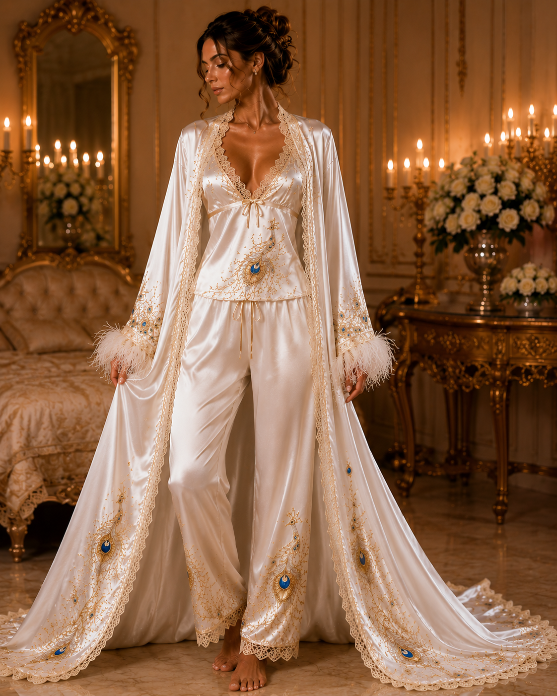 PRINCESS FEATHER TRIM ROBE