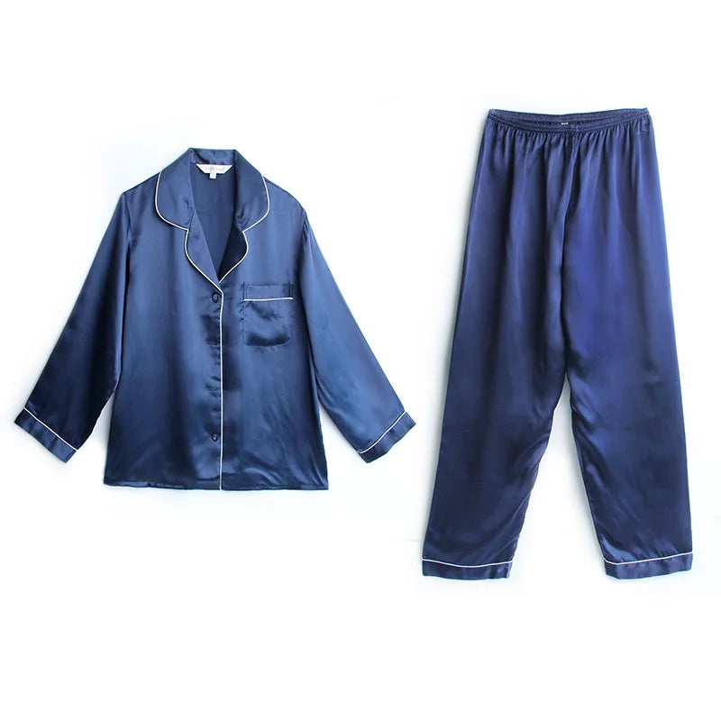 KAELAH Mulberry Silk Pajama Long-sleeved Two-piece Couple Home