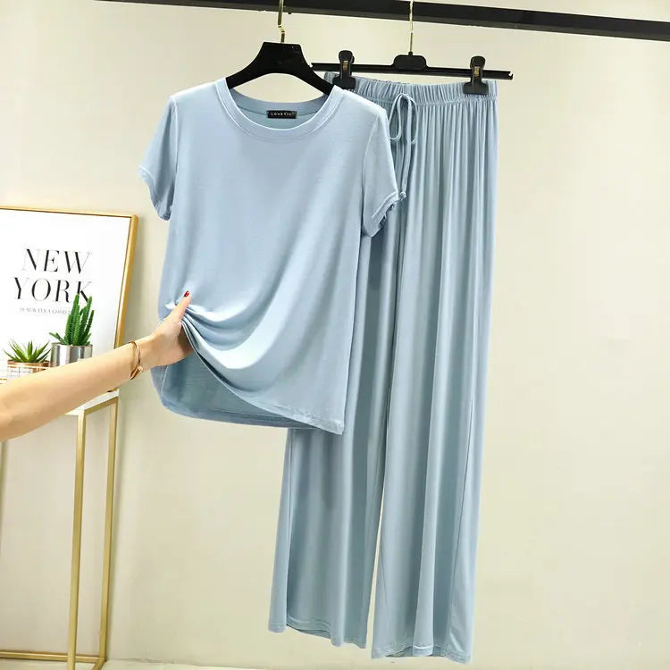 KAELAH Simple Modal Pajama Monochrome Sets Women Lounge Vintage