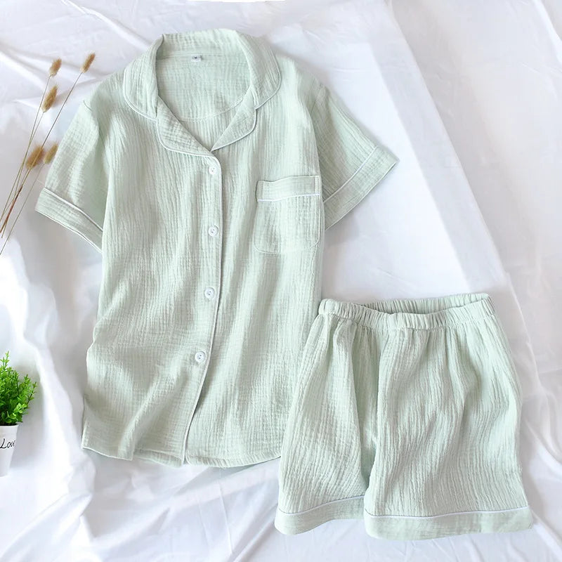 KAELAH Comfort Gauze Cotton Turn-down Collar Sleepwear Carrot