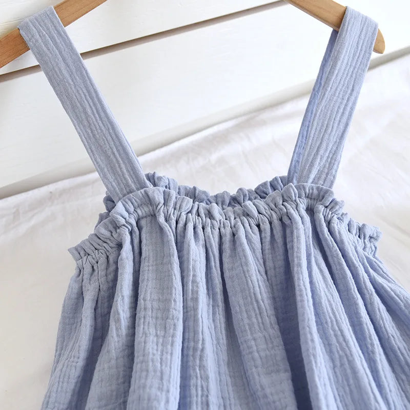 KAELAH Cotton Crepe Suspender Shorts Vest Suit Sweet And Loose Home Sexy