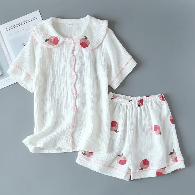 KAELAH Comfort Gauze Cotton Turn-down Collar Sleepwear Carrot