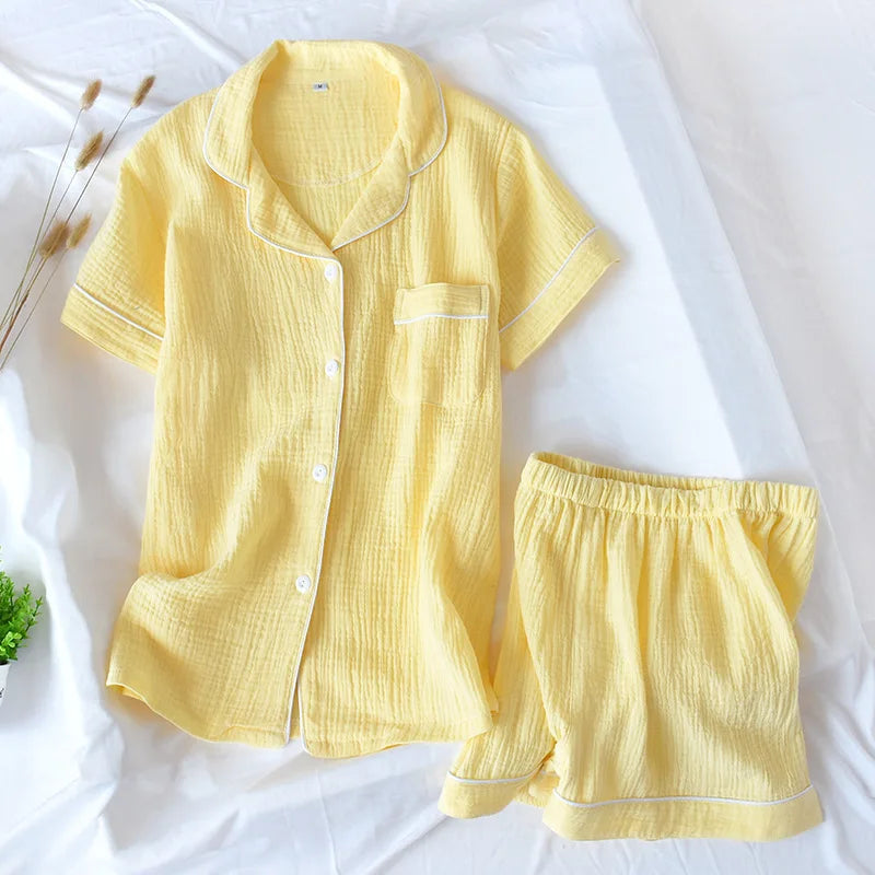 KAELAH Comfort Gauze Cotton Turn-down Collar Sleepwear Carrot