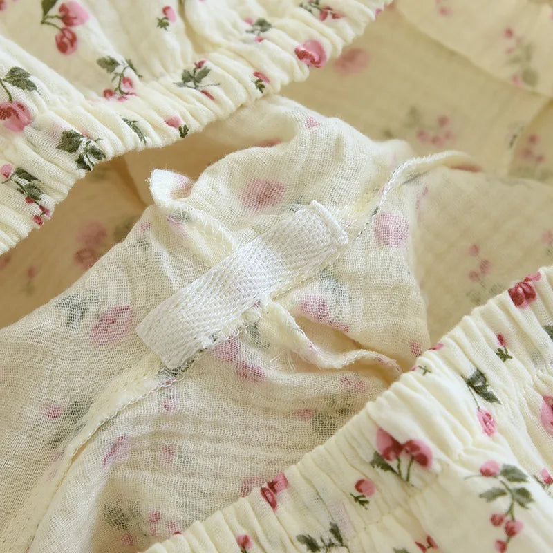 KAELAH Sweet Fury and Autumn Women's Pajama Set Cotton Crepe Long