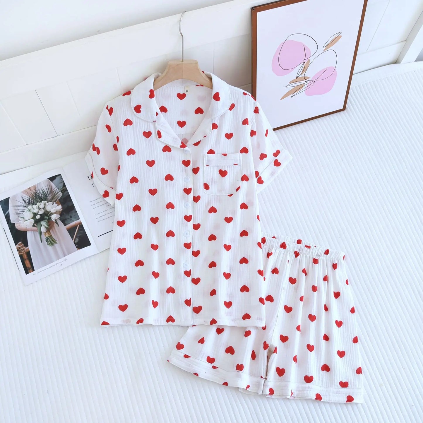 KAELAH Comfort Gauze Cotton Turn-down Collar Sleepwear Carrot