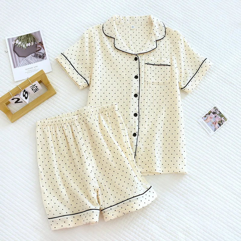 KAELAH Strawberry print cotton short-sleeved shorts suit