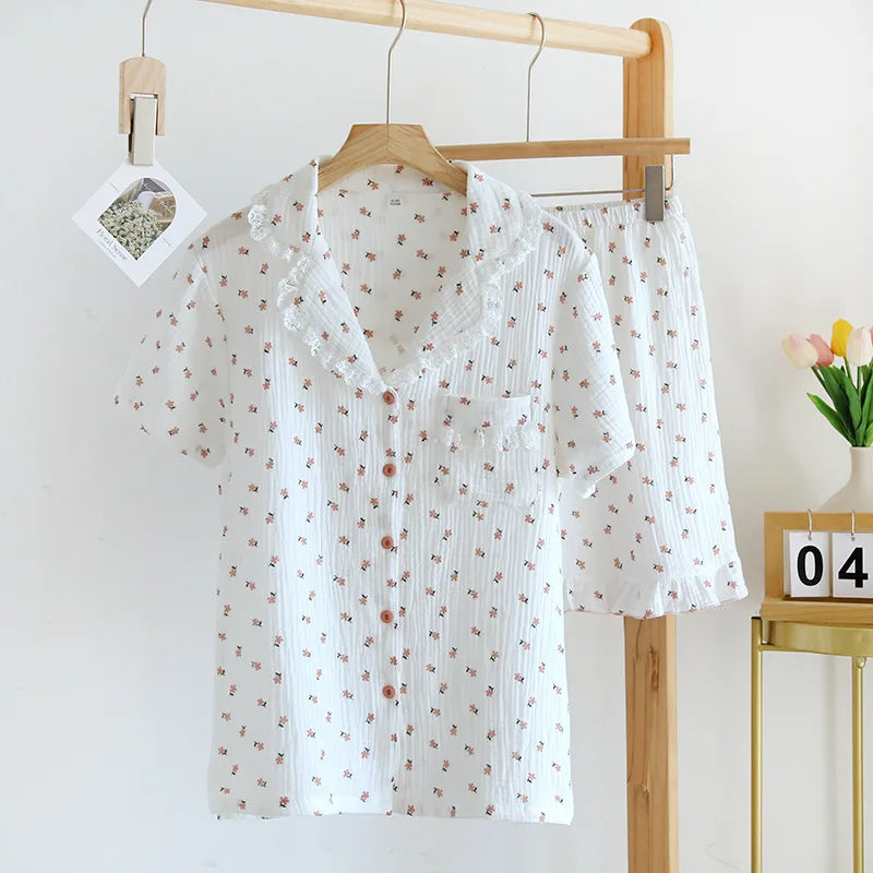 KAELAH Strawberry print cotton short-sleeved shorts suit