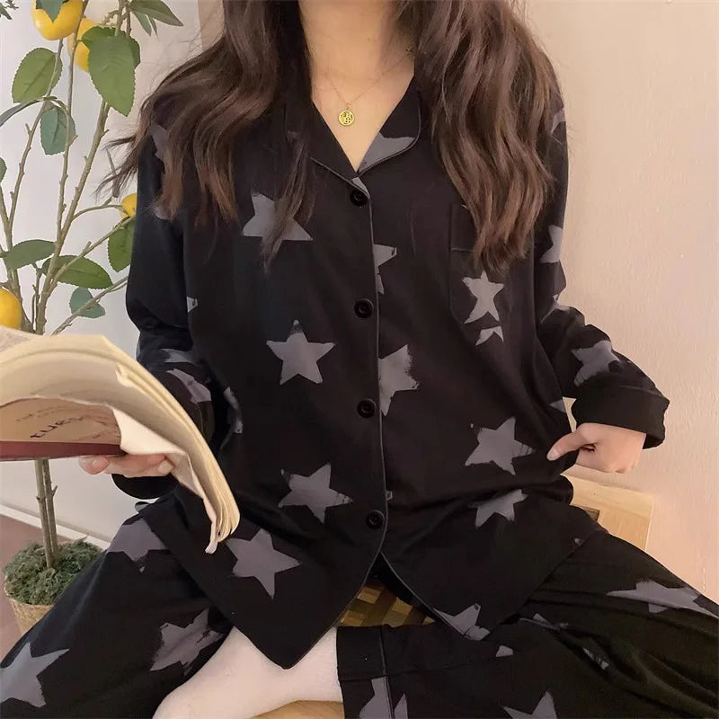 KAELAH Korean Pajamas Homewear Set Girls Long-Sleeved Pajamas Senior
