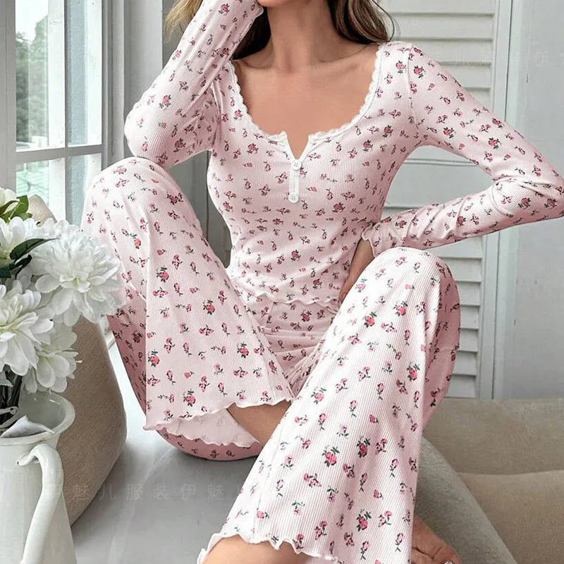 KAELAH Soft Comfortable sexy Floral Print Pajama Set