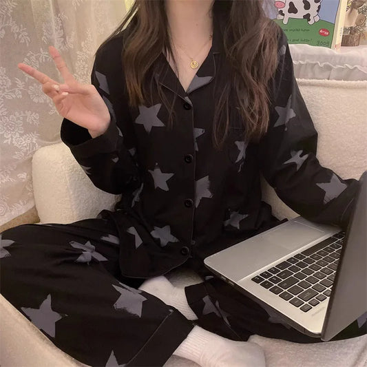 KAELAH Korean Pajamas Homewear Set Girls Long-Sleeved Pajamas Senior