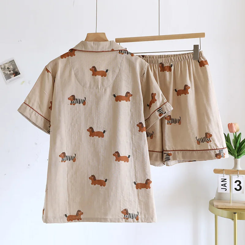 KAELAH Puppy Dog 100% Cotton Gauze Cute Print