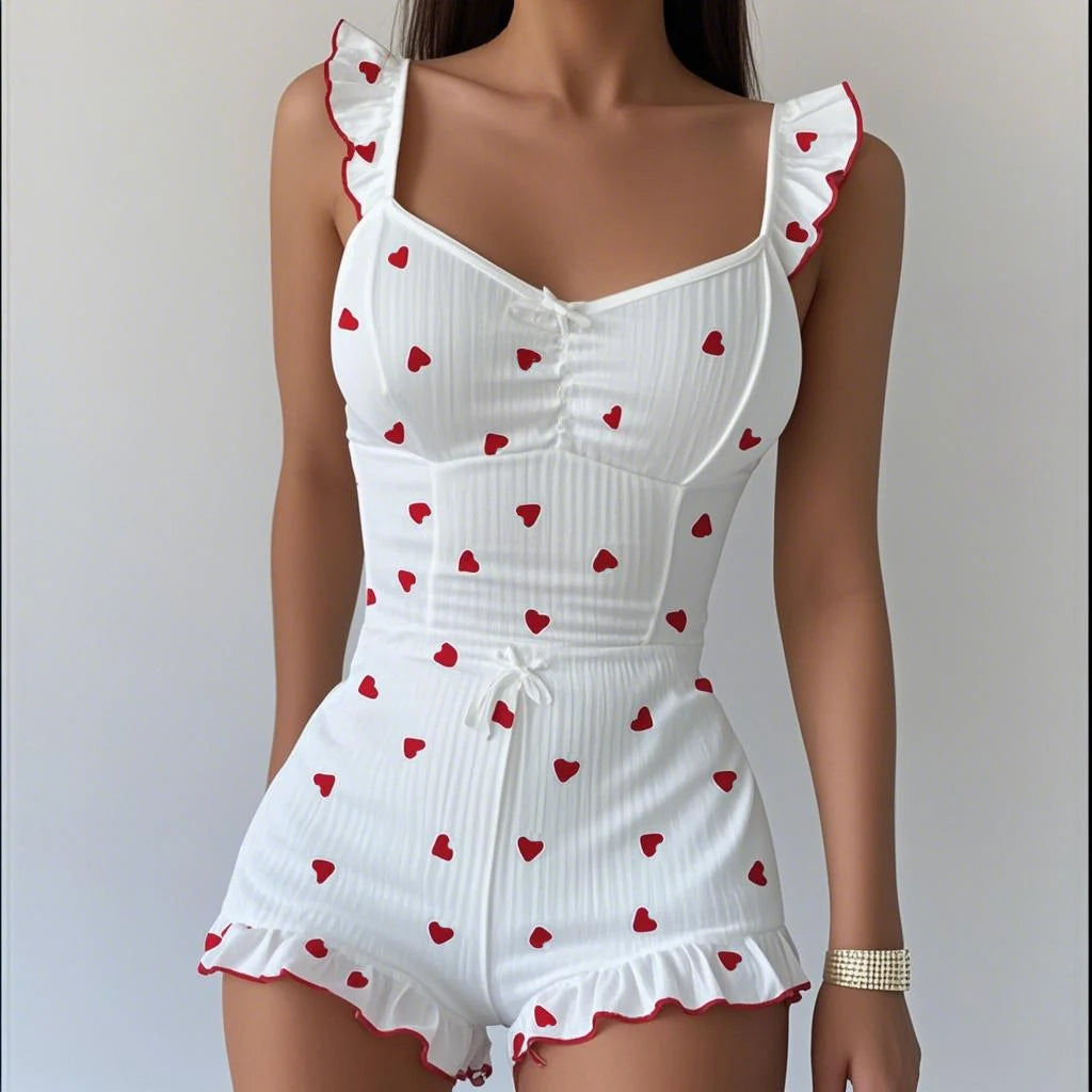 KAELAH Set Bow Small Fly Sleeve Straps Crop Top & Elastic Waist