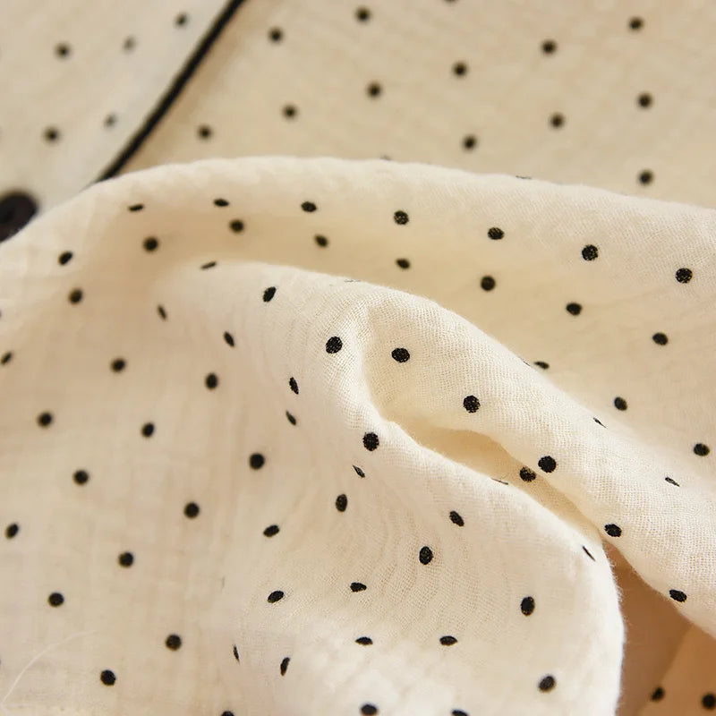 KAELAH Cotton Gauze Pajamas Polka Dot Print Sleepwear Lady