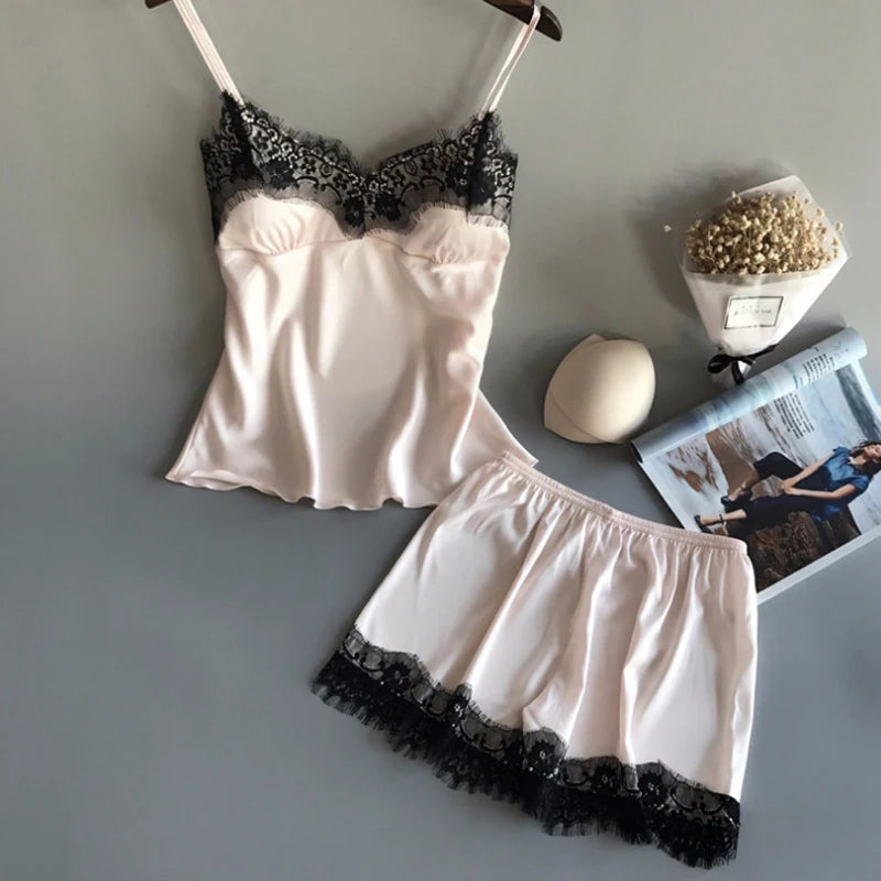 KAELAH set of sleepwear sexy, fashionable V-neck lace sleepwear