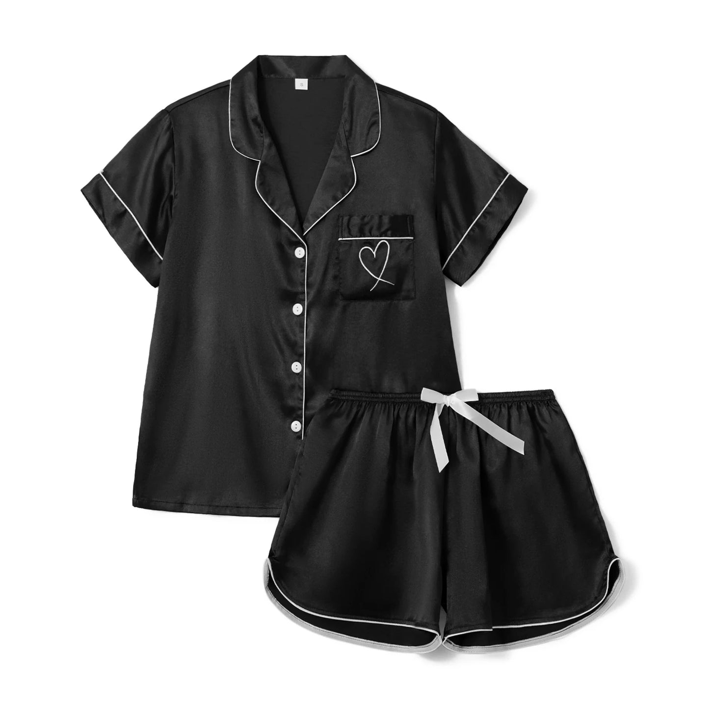 KAELAH Summer Two-Piece Satin Pajamas Set Women's Soft Sleepwear