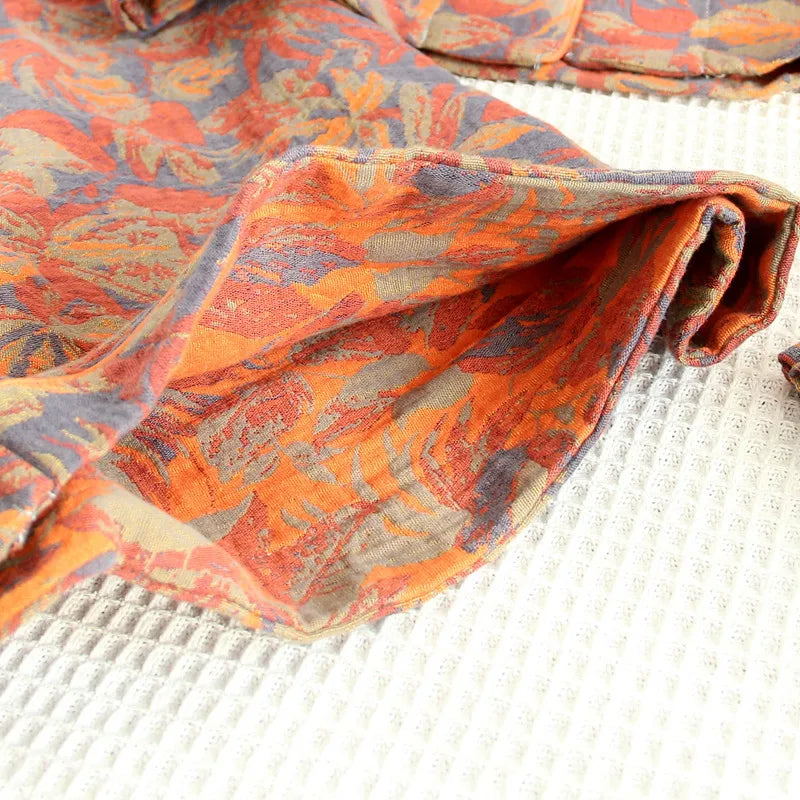 KAELAH Three Piece Cotton Jacquard Yarn Woven Floral Printed Cardigan