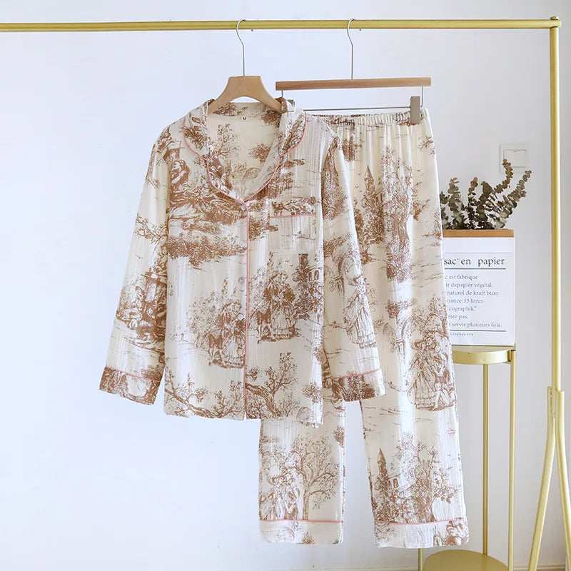 KAELAH Fashionable Printing Cotton Spring and Summer Women's Set