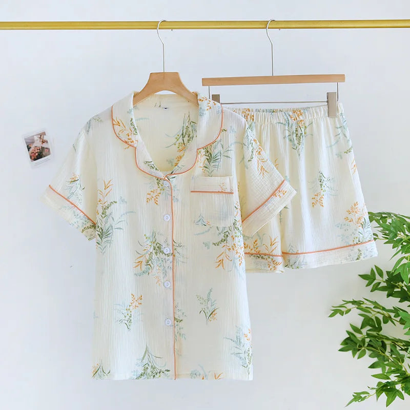 KAELAH Strawberry print cotton short-sleeved shorts suit