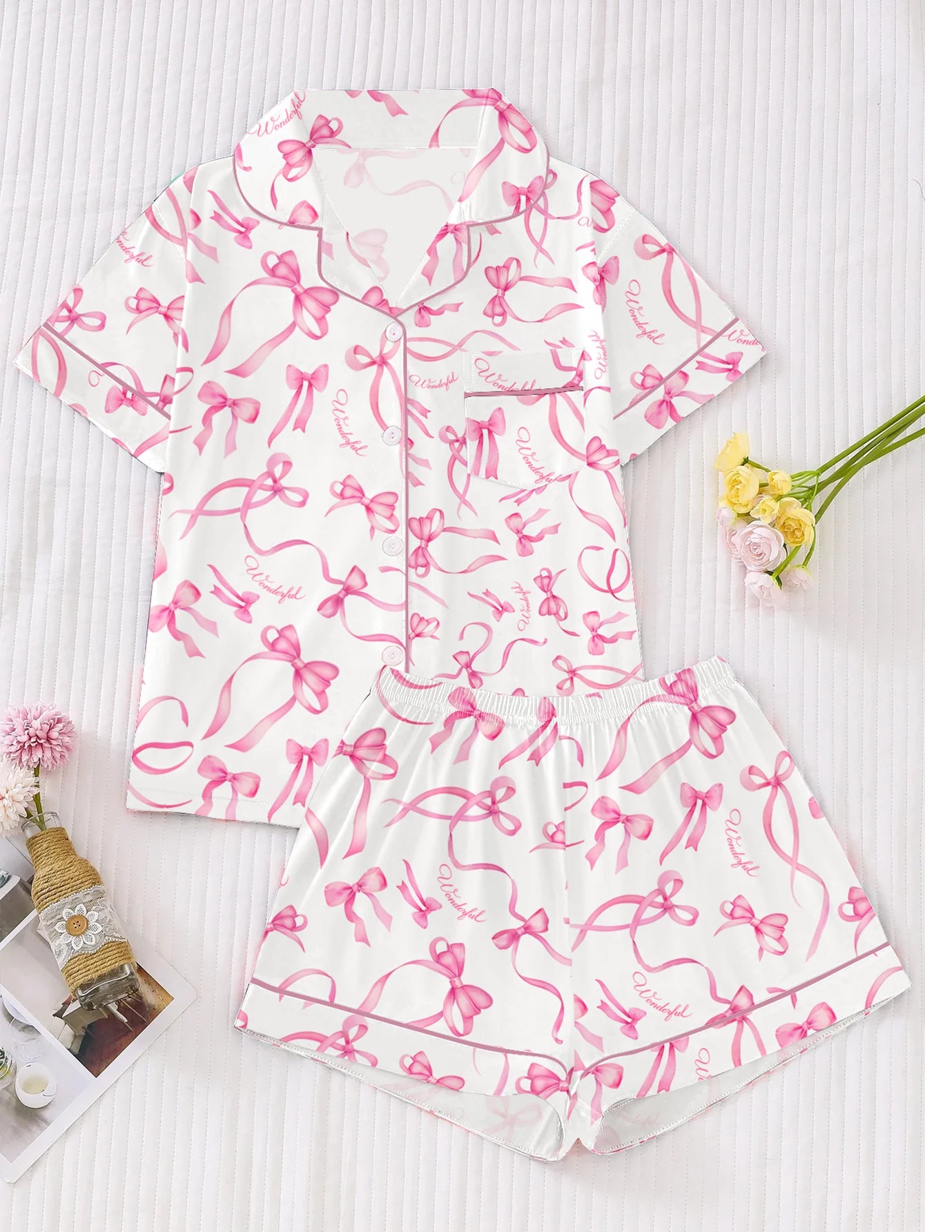 KAELAH Bow Size Spring and Summer Two-Piece Comfortable Tie Print