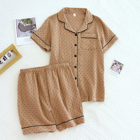 KAELAH Strawberry print cotton short-sleeved shorts suit