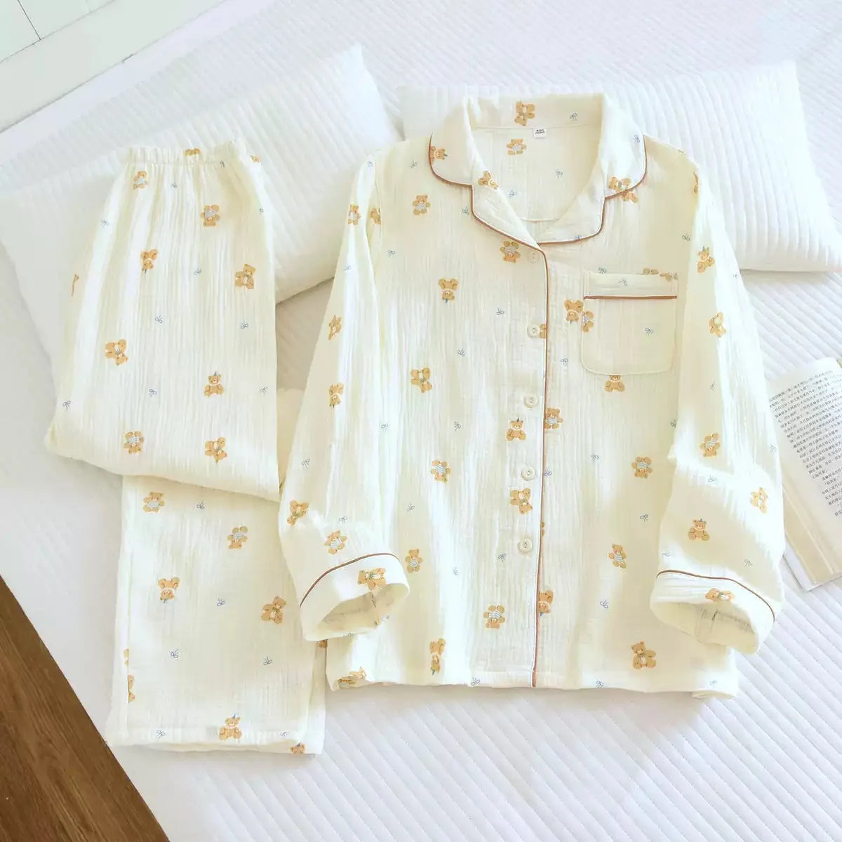 KAELAH Leaf Cotton Plus Pajamas Flower Printing Loungewear