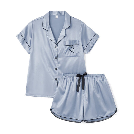 KAELAH Summer Two-Piece Satin Pajamas Set Women's Soft Sleepwear