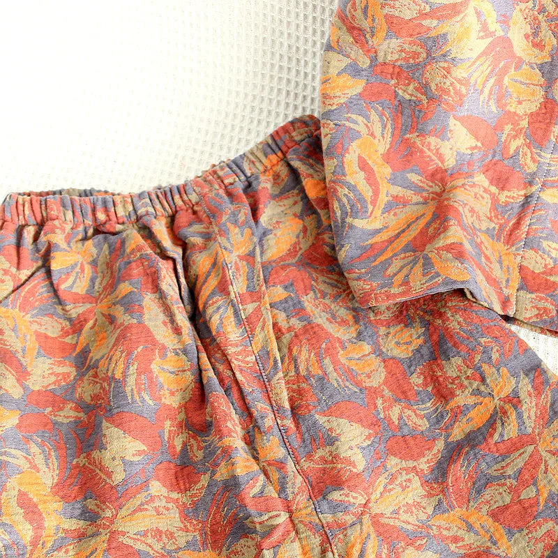 KAELAH Three Piece Cotton Jacquard Yarn Woven Floral Printed Cardigan