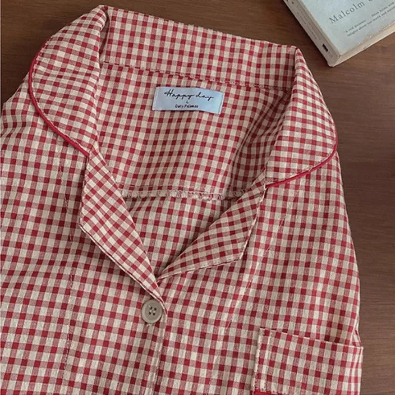 KAELAH Version Plaid Pjs Women Long Sleeve Sleepwear
