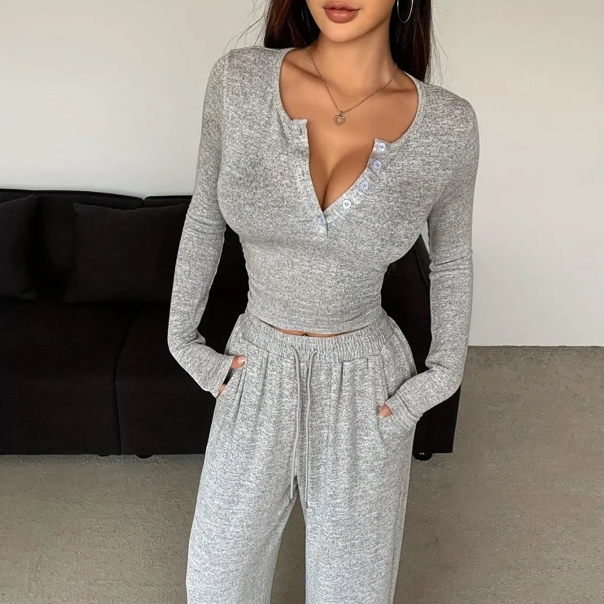 KAELAH Icon Bodycon Comfortable Home Queen V-neck Sleepwear Summer