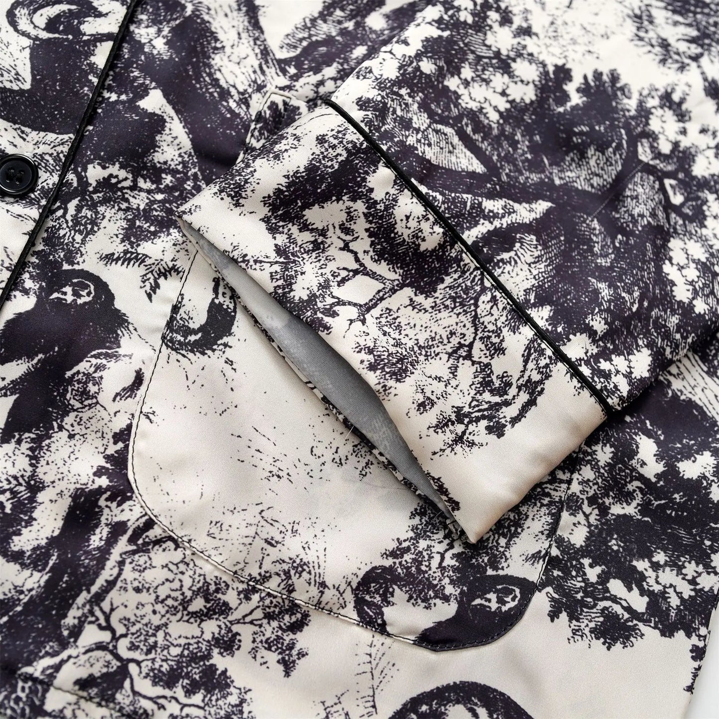 KAELAH Print Design Ice Silk Pajamas Women's Spring Summer Long Sleeves