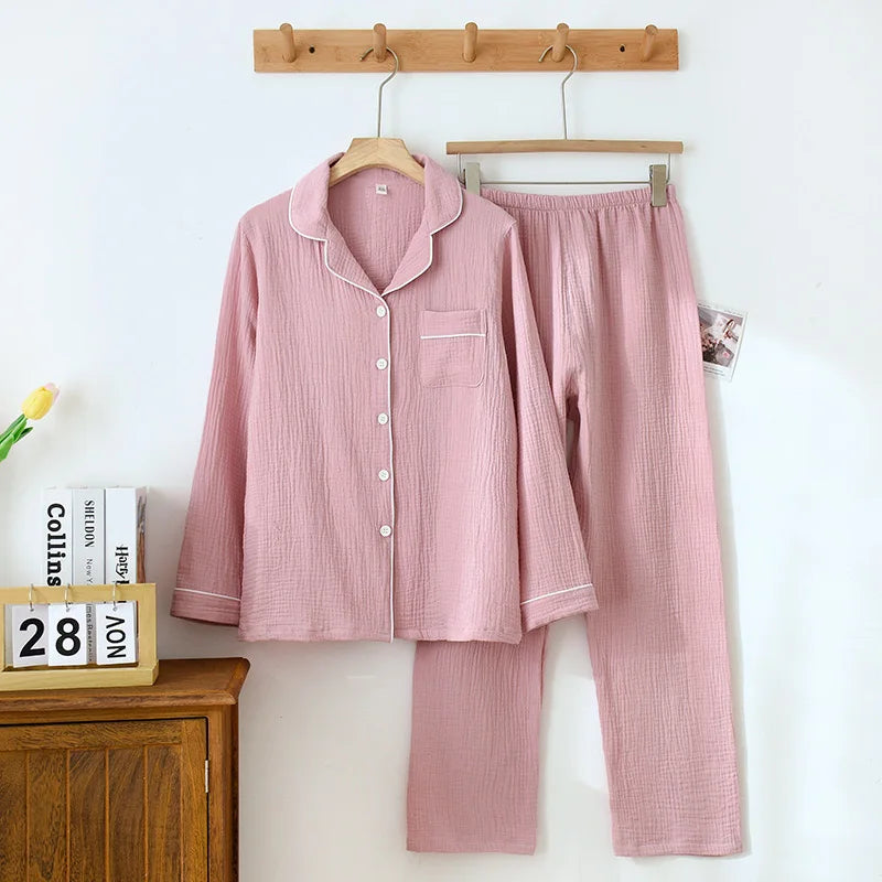 KAELAH Cotton Gauze Pajamas Polka Dot Print Sleepwear Lady