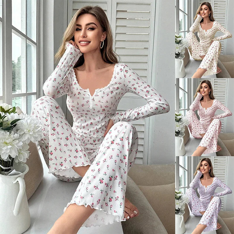 KAELAH Soft Comfortable sexy Floral Print Pajama Set