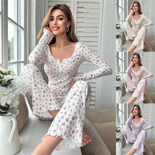 KAELAH Soft Comfortable sexy Floral Print Pajama Set