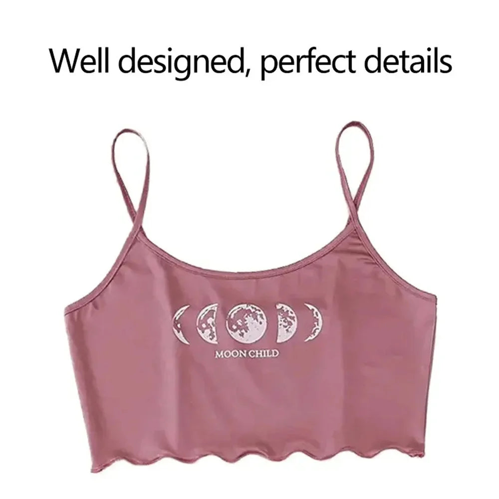 KAELAH Set Sports Camisole And Shorts Pink Moon And Planet Print