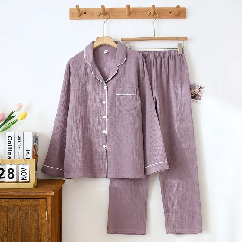 KAELAH Cotton Gauze Pajamas Polka Dot Print Sleepwear Lady