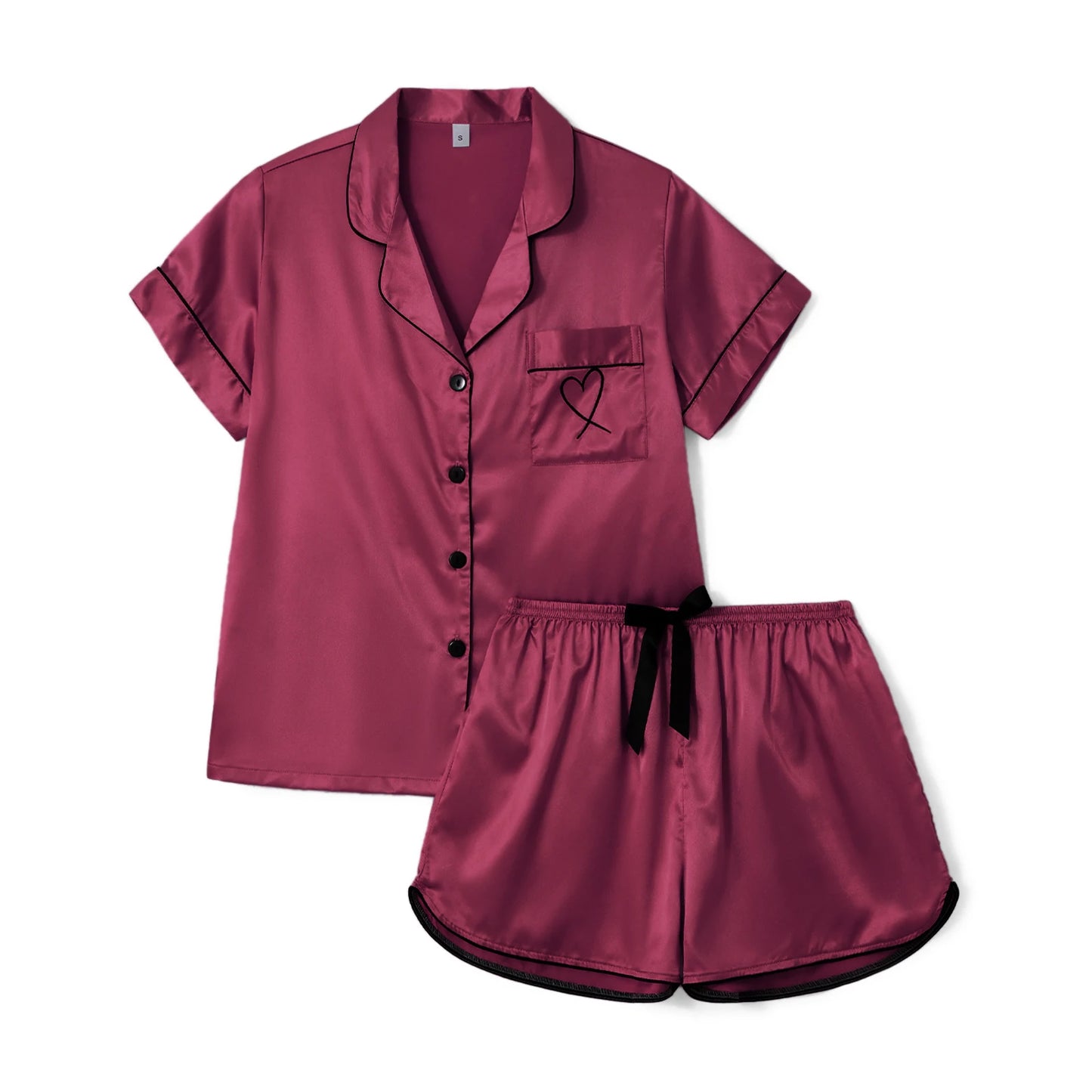 KAELAH Summer Two-Piece Satin Pajamas Set Women's Soft Sleepwear