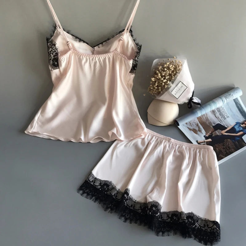 KAELAH set of sleepwear sexy, fashionable V-neck lace sleepwear