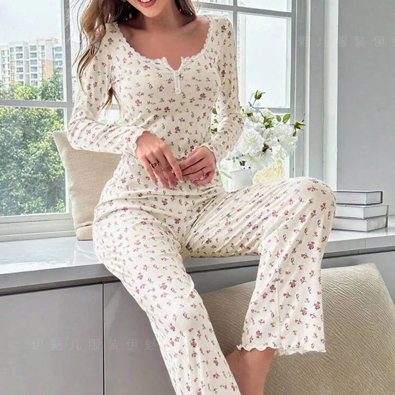 KAELAH Soft Comfortable sexy Floral Print Pajama Set