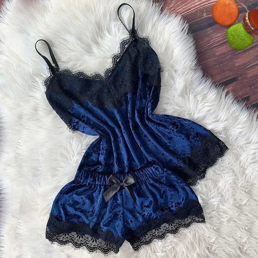 KAELAH Pure Velvet Pajamas Set Women's Sexy Lingerie Sleepwear Nightwear Cute