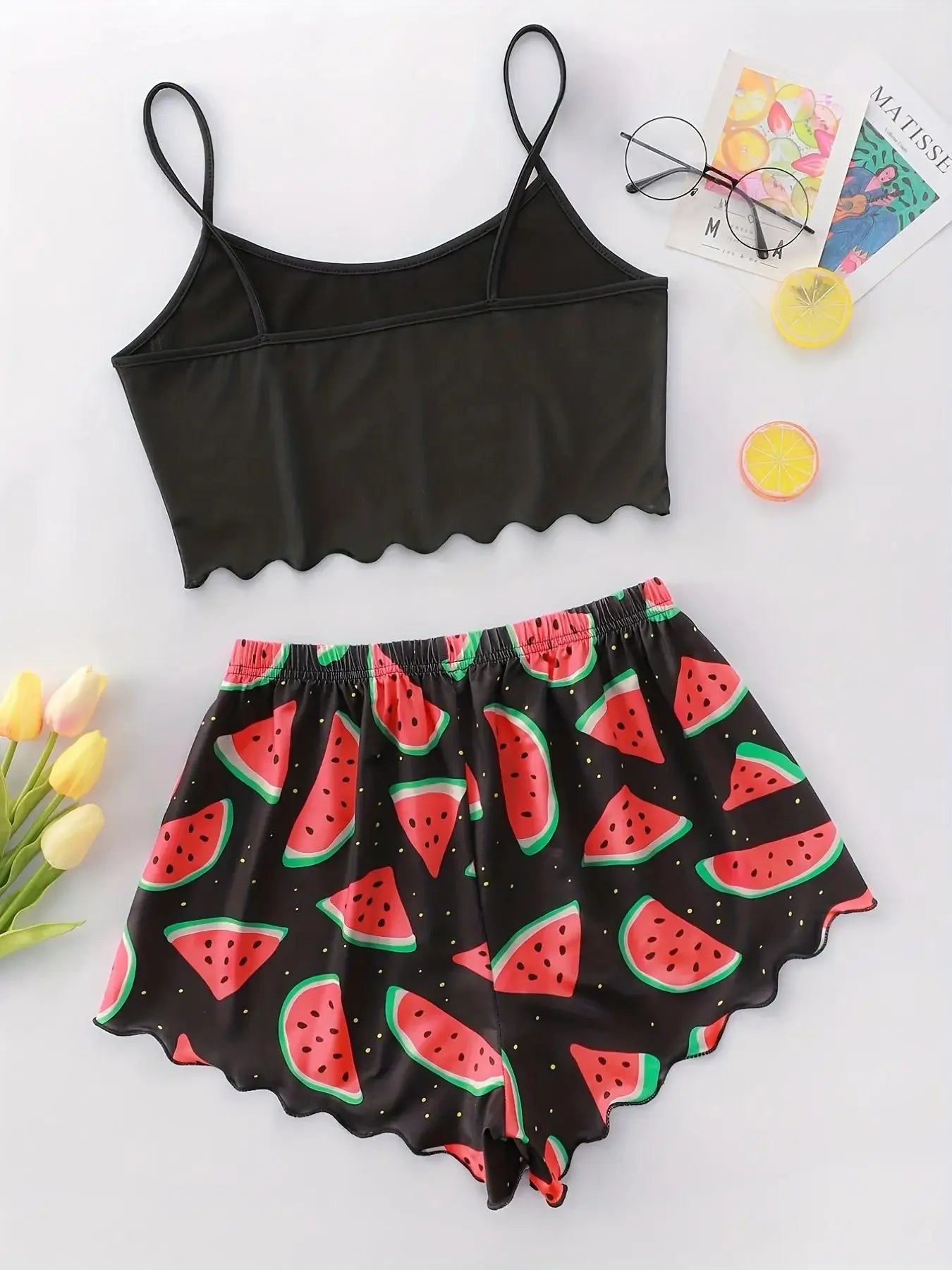 KAELAH Watermelon Lettuce Women Pajama Set Sleeveless