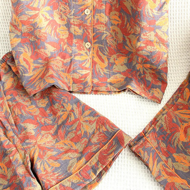 KAELAH Three Piece Cotton Jacquard Yarn Woven Floral Printed Cardigan