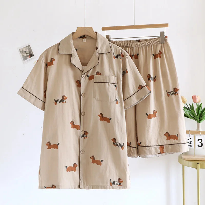 KAELAH Puppy Dog 100% Cotton Gauze Cute Print