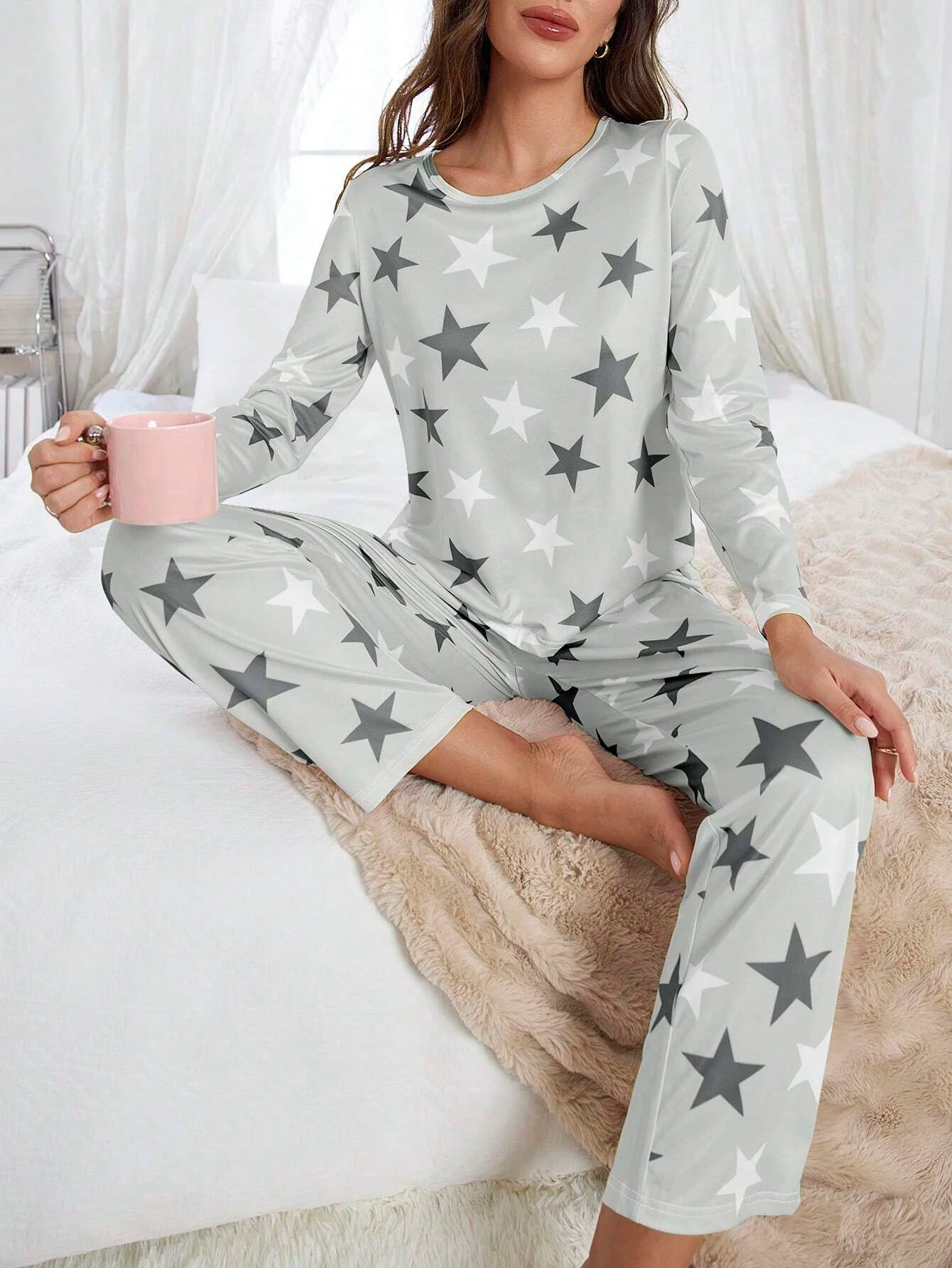 KAELAH Four-Season Star Spring and Summer Long-Sleeved Pajamas