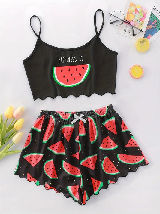 KAELAH Watermelon Lettuce Women Pajama Set Sleeveless