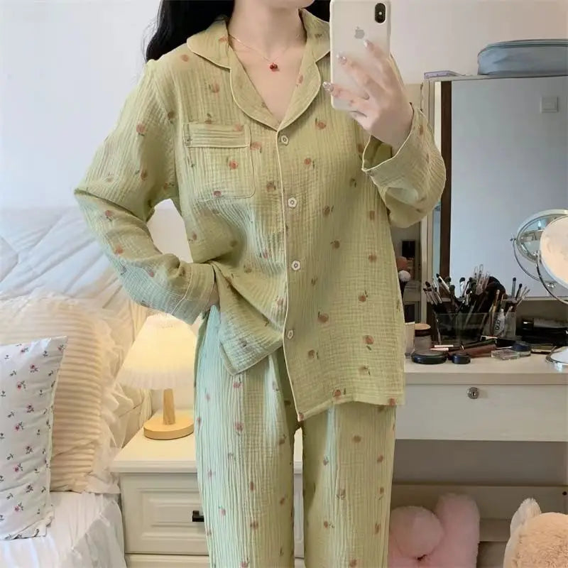 KAELAH Version Plaid Pjs Women Long Sleeve Sleepwear