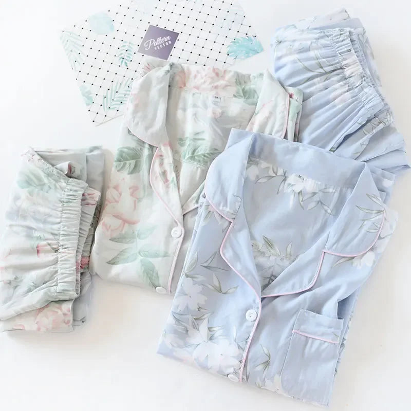 KAELAH Japanese style new spring and summer women's pajamas Viscose fiber silk